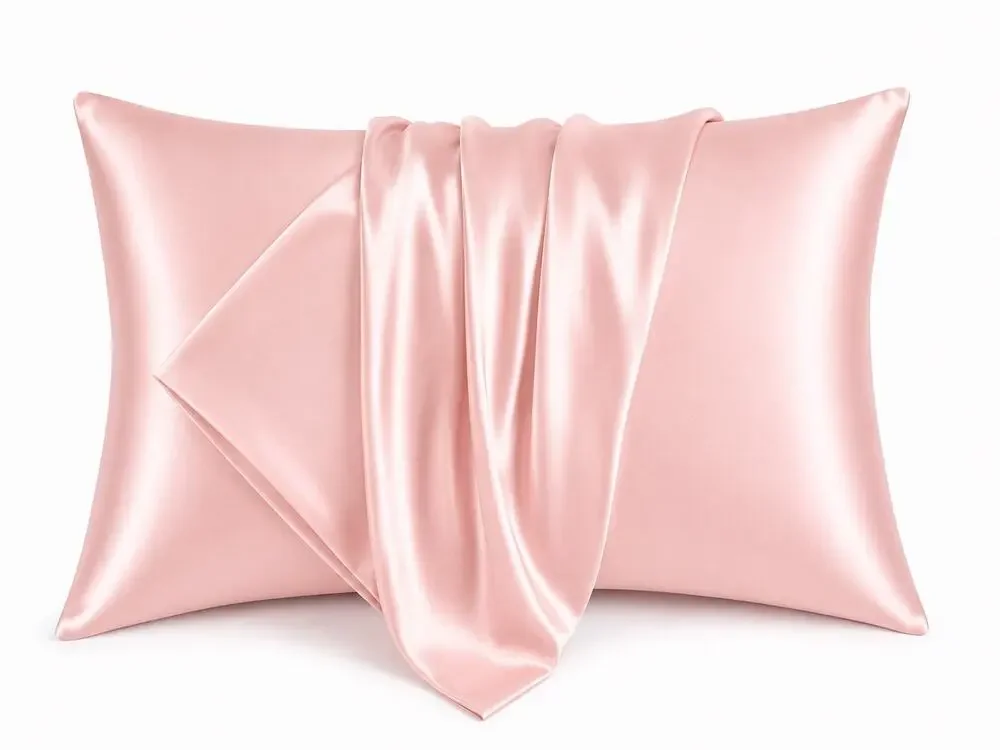 NEW Queen Size Satin Pillowcases Set of 2 Pink Silky Soft